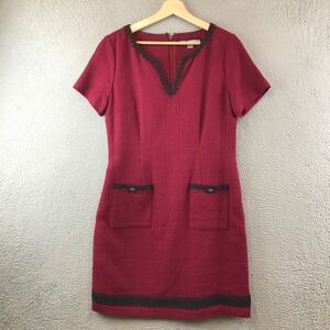 Elegant Red Dress with Black Trim